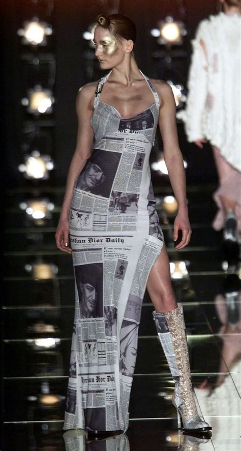 john galliano dior newspaper dress